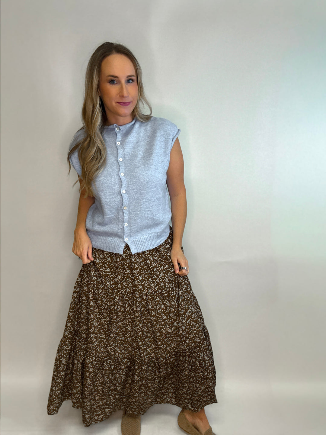 Sylvie Smocked Floral Midi Skirt