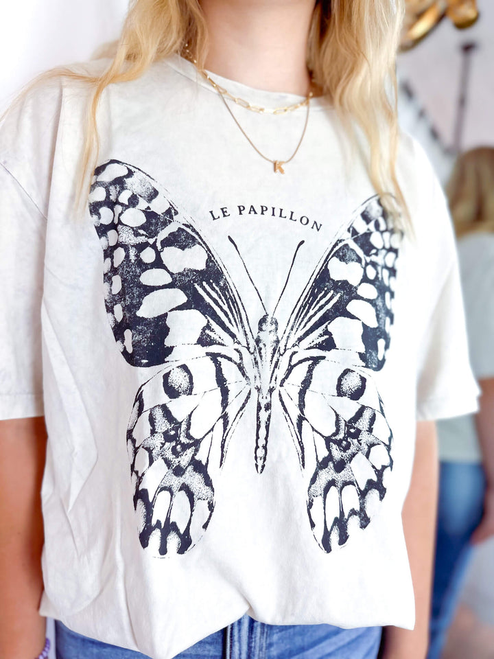 Freedom Butterfly Mineral Wash Graphic Tee