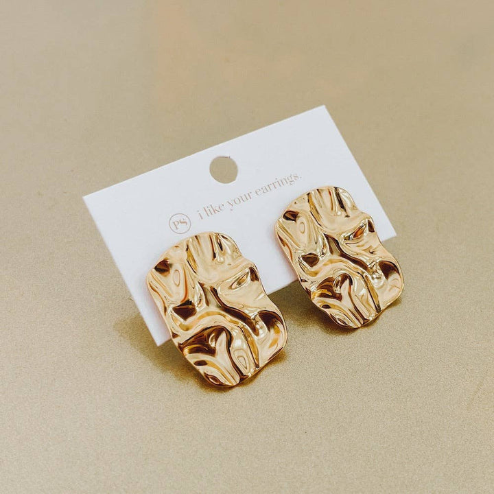 Radient Gold Crinkle Earrings - WATERPROOF