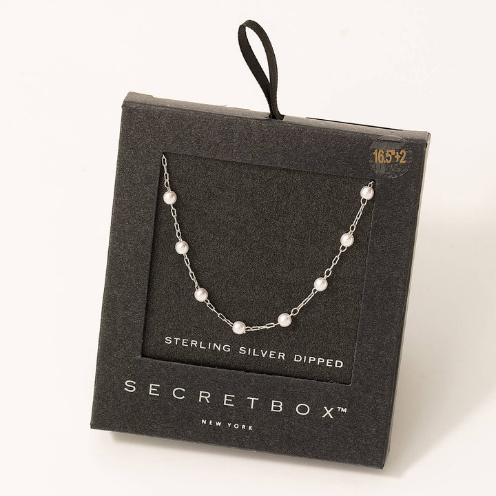 Chain Pearl Station Necklace