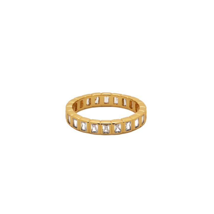 18K Gold Tennis Emerald Cut Ring