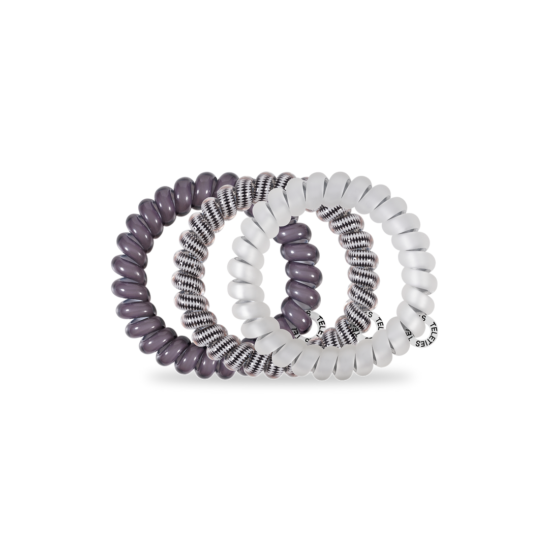 Silver Flames - Large Spiral Hair Coils, Hair Ties, 3-pack