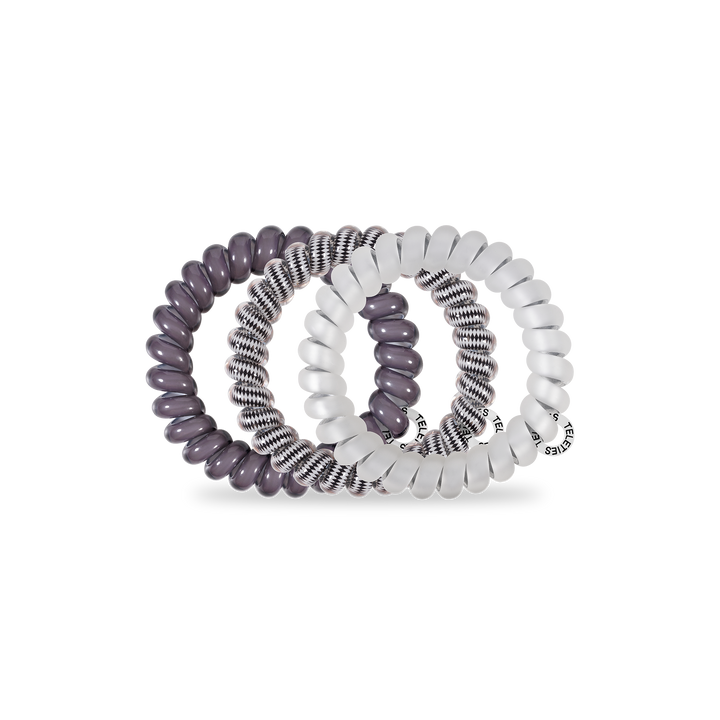Silver Flames - Large Spiral Hair Coils, Hair Ties, 3-pack