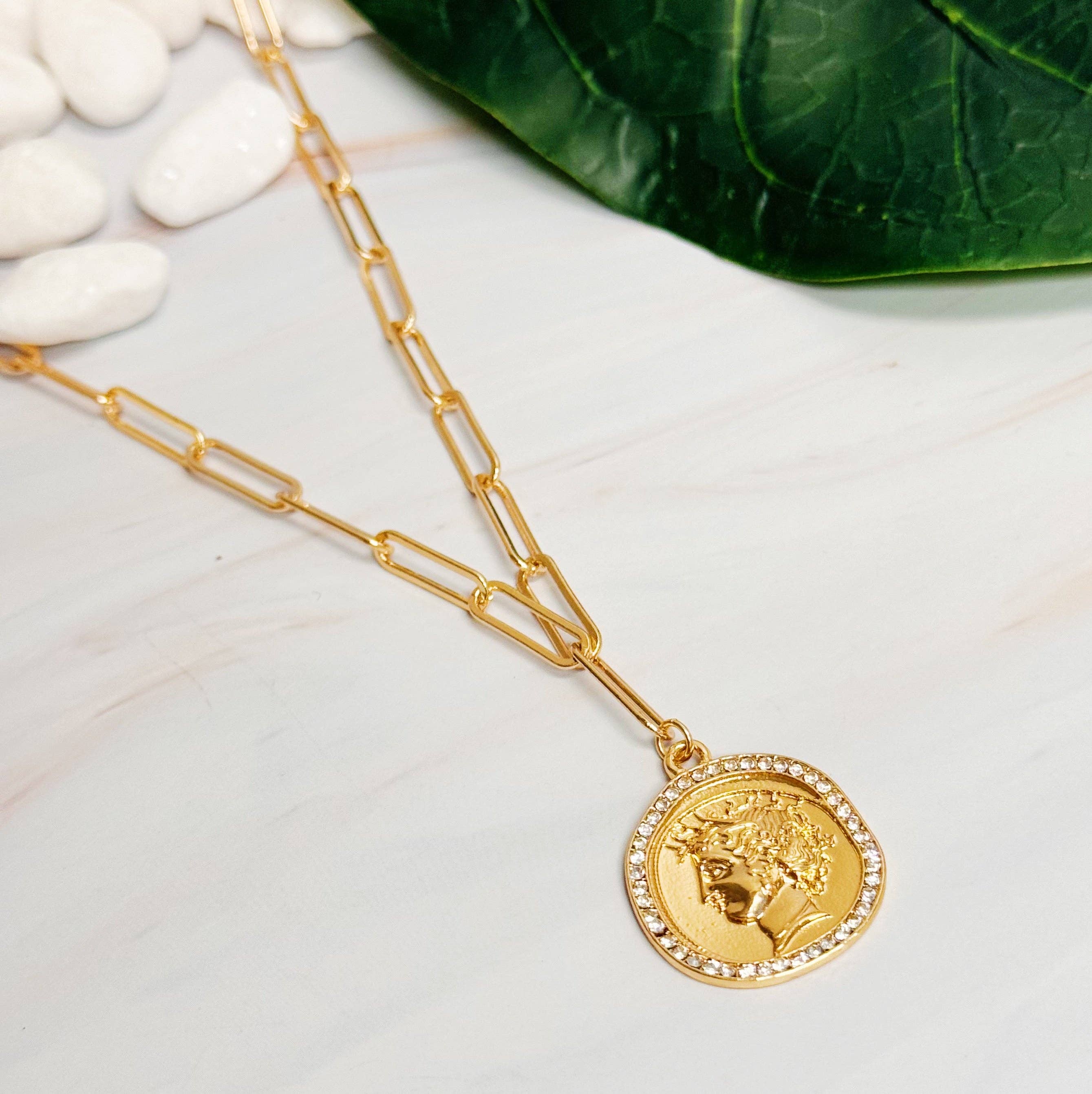 Glam Edge Coin Link Chain Necklace - Zen + Zeus Clothing Co.