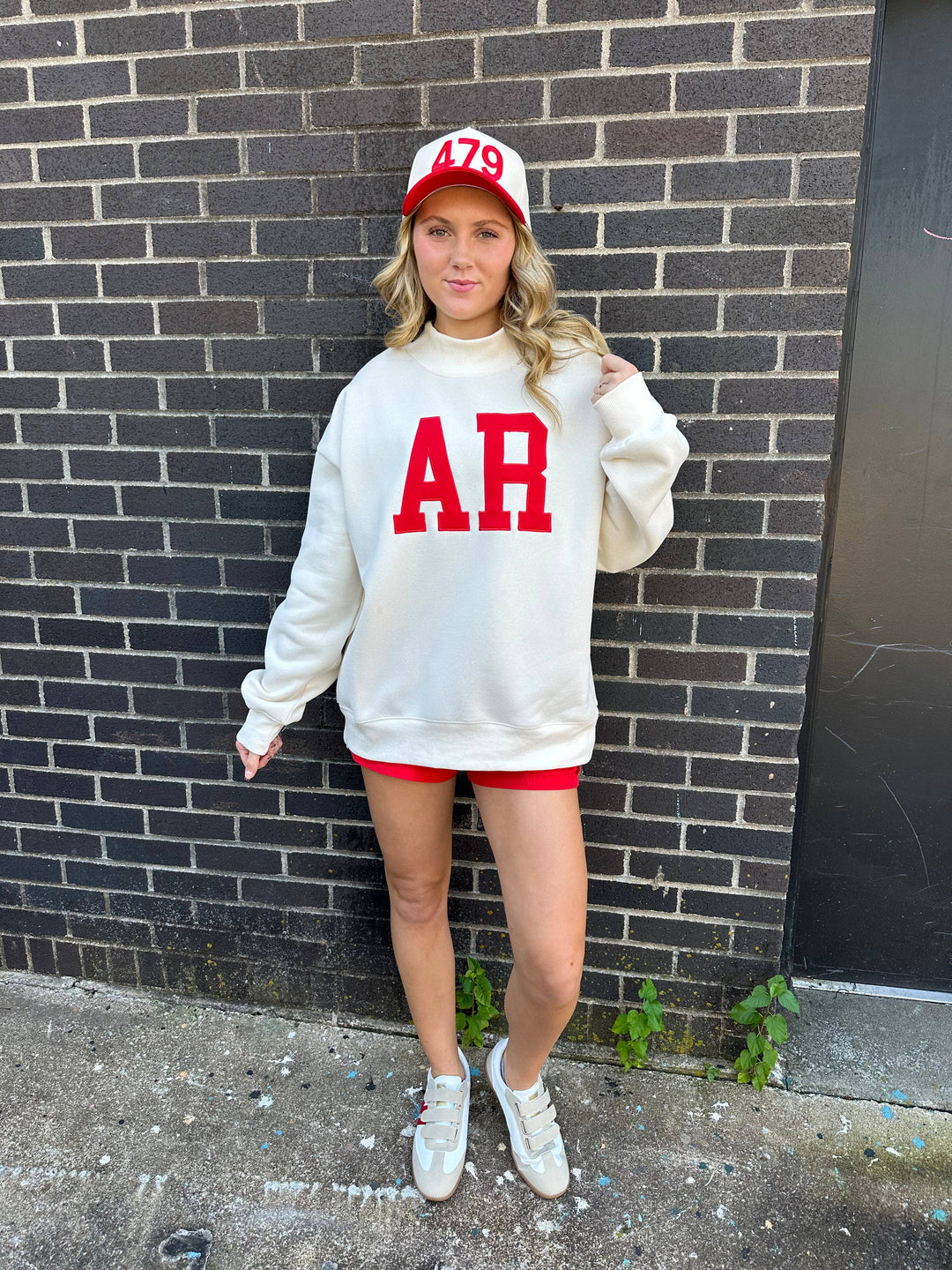 Arkansas Embroidered Mock Neck Sweatshirt
