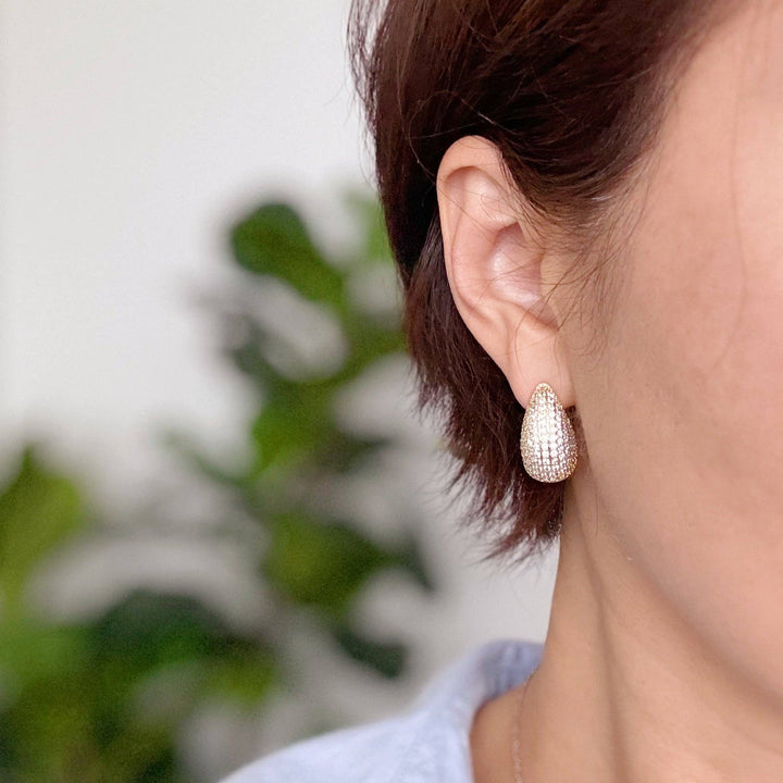 Paved Teardrop Stud Earrings