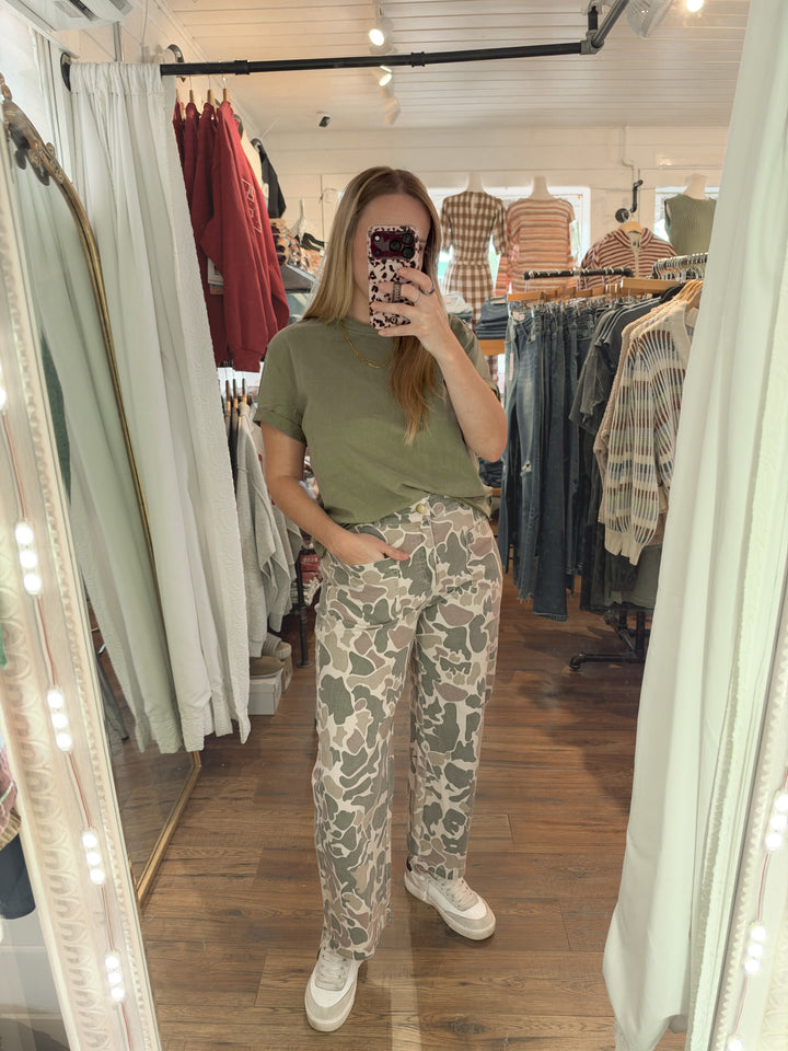 Camouflage Wide Leg Utility Pants