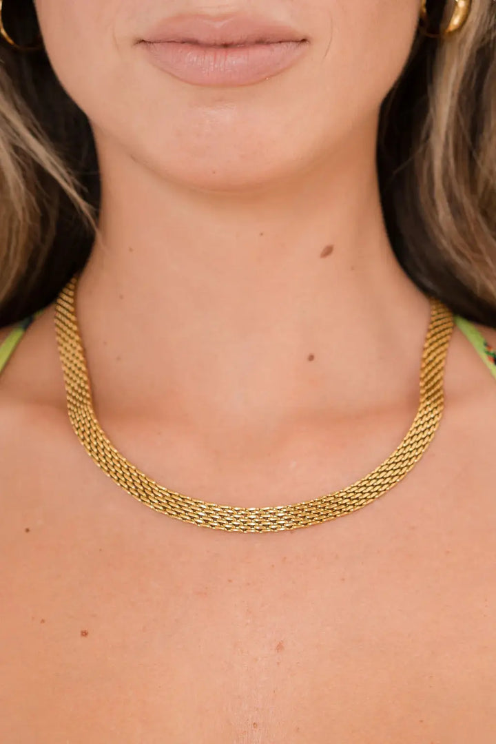 Waterproof Gold Braided Necklace