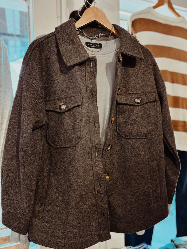 Oversized Shacket with Pockets