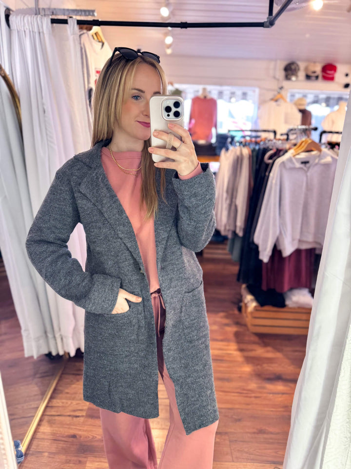 Charcoal Coatigan with Pockets