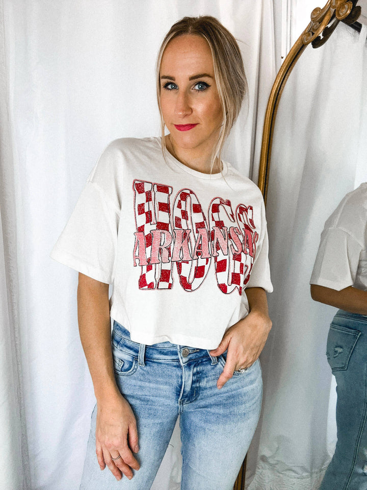 HOGS Twisted Checker Cropped Tee