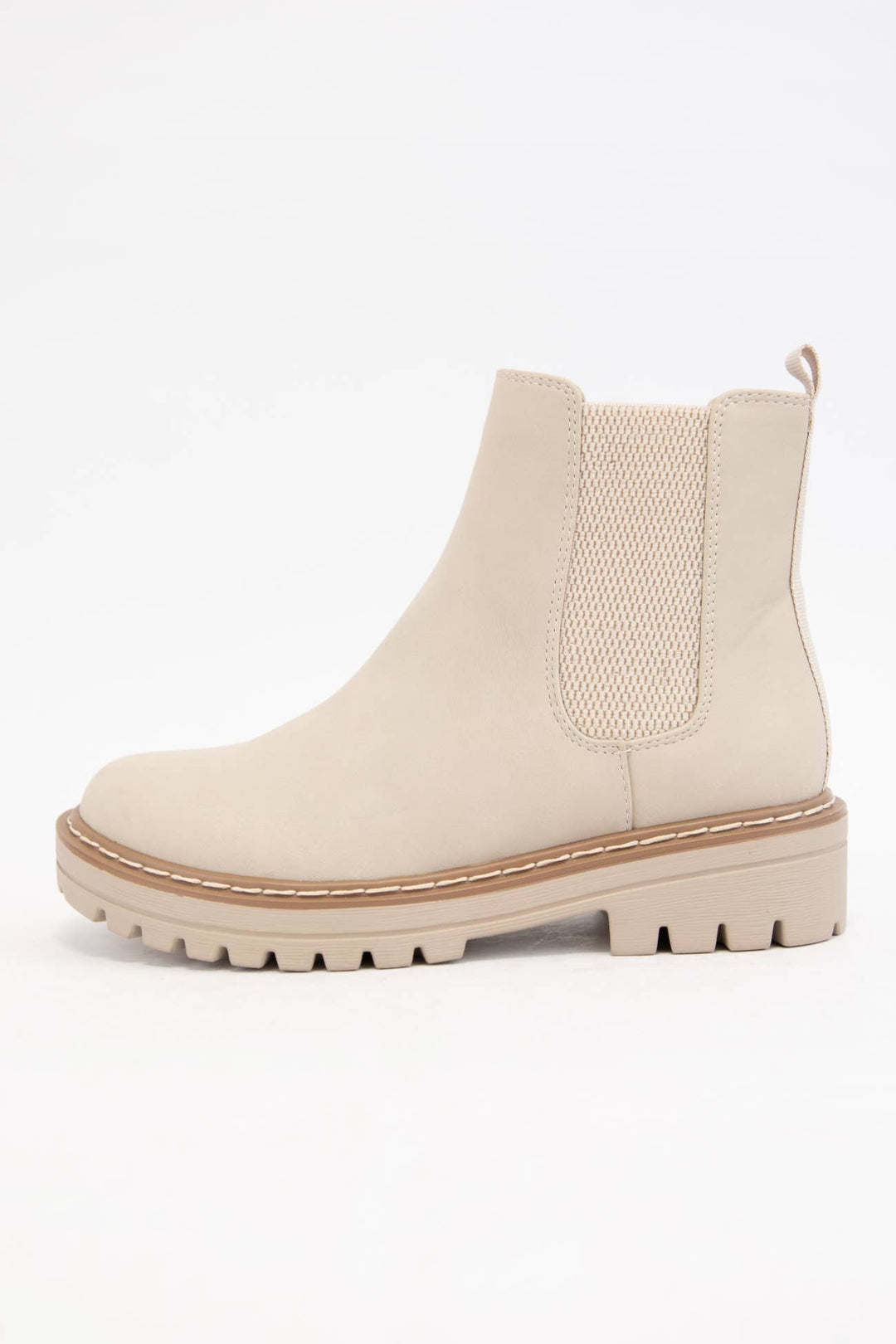 Chunky Lug Sole Round Toe Chelsea Ankle Boot