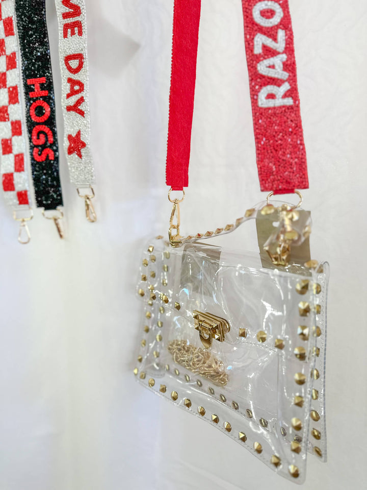 Clear Gold Studded Bag