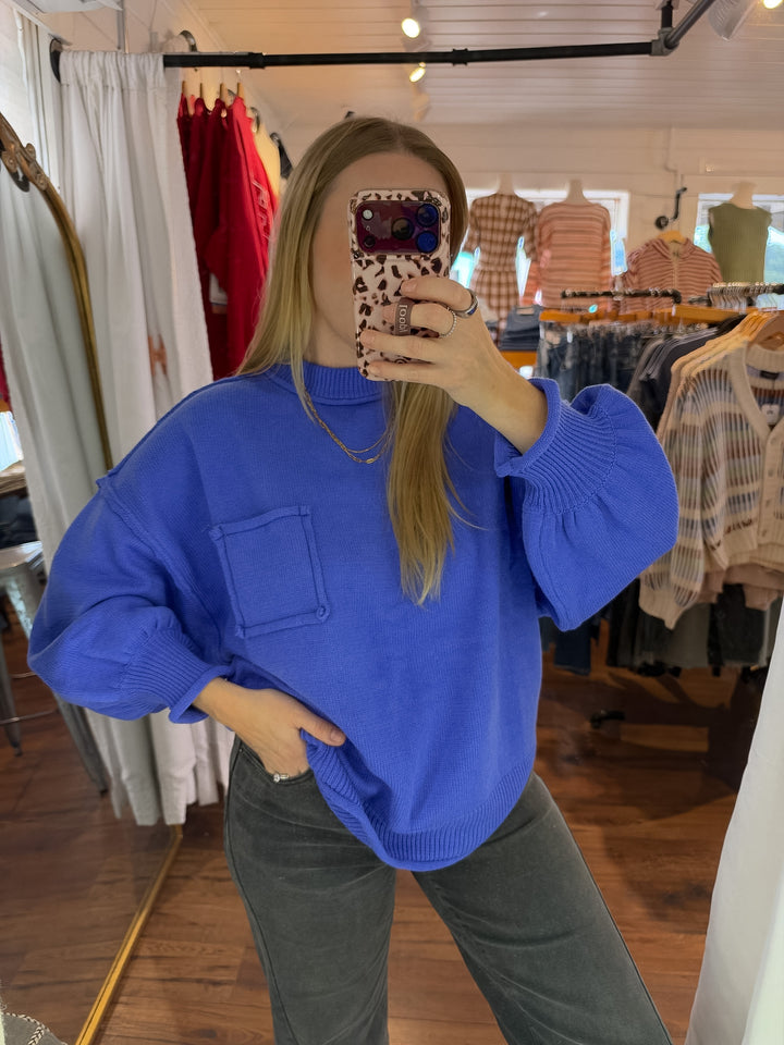 Cobalt Blue Oversized Sweater Top