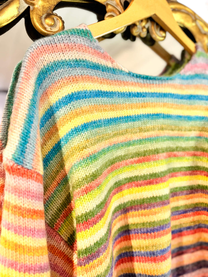 Retro Rainbow Knit Striped Sweater