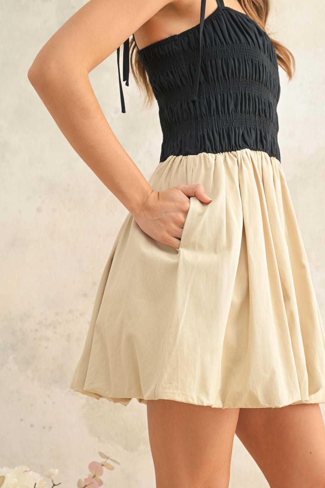 Latte After Dark Balloon Bubble Mini Dress