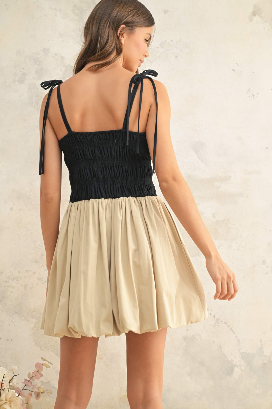 Latte After Dark Balloon Bubble Mini Dress