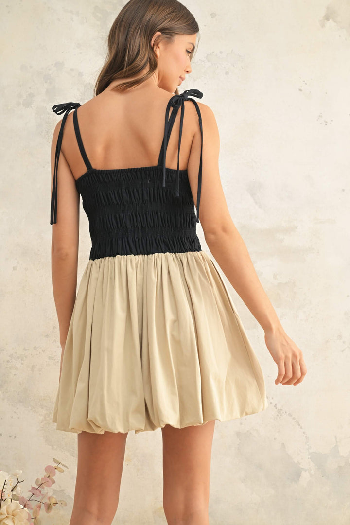 Latte After Dark Balloon Bubble Mini Dress
