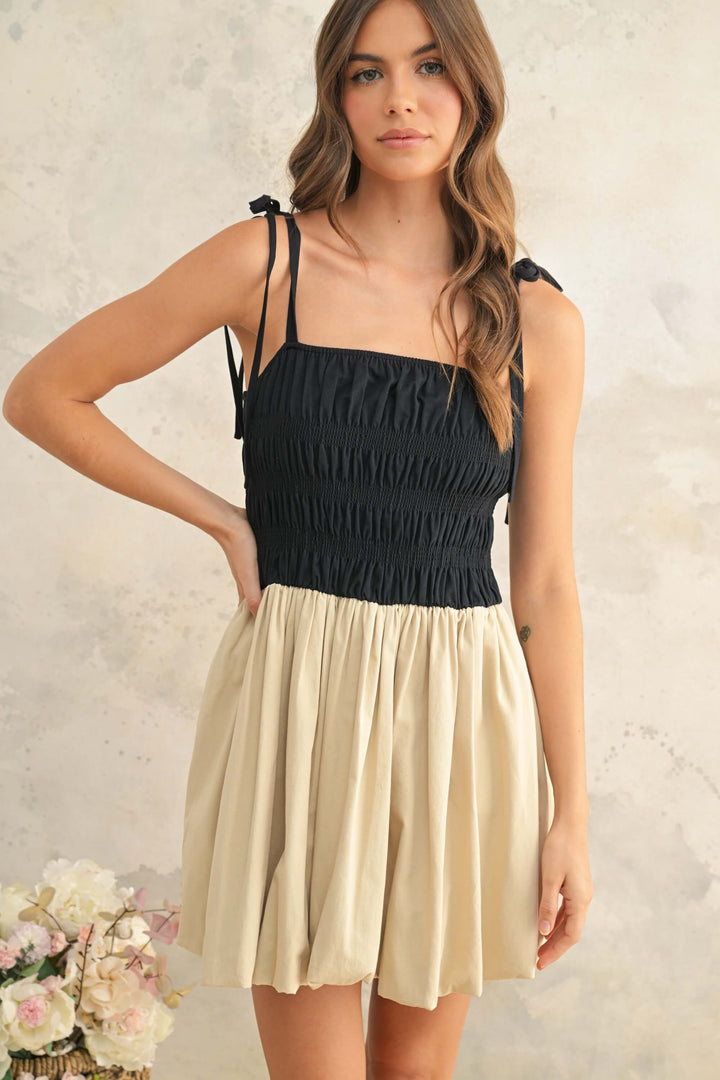 Latte After Dark Balloon Bubble Mini Dress