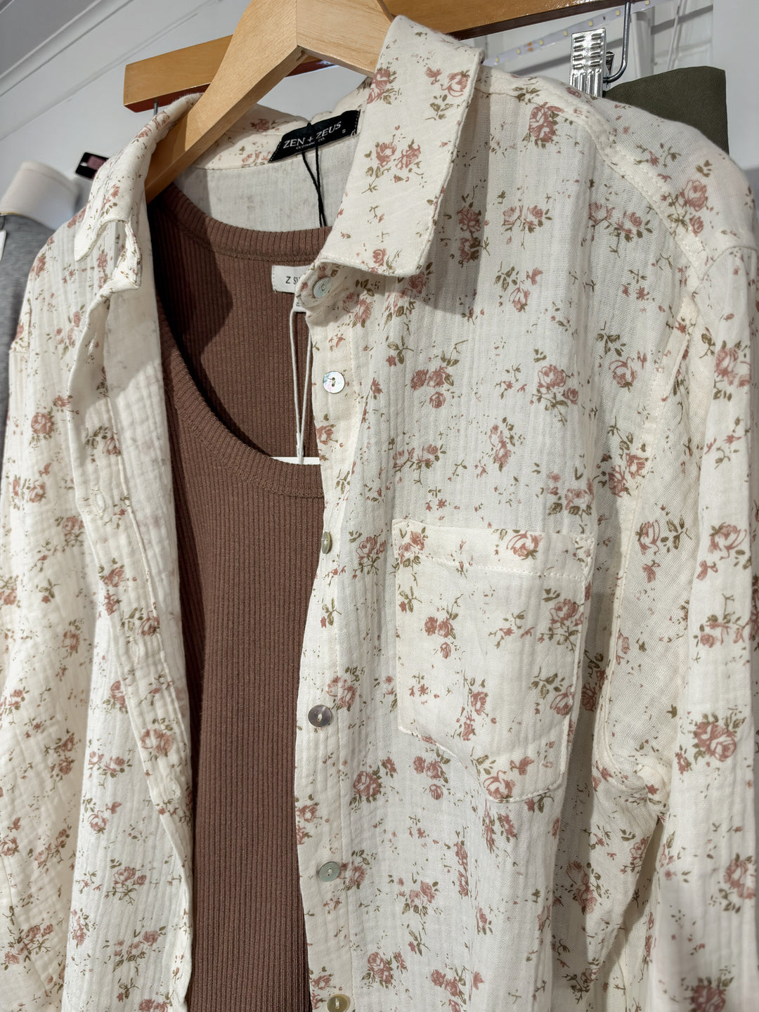 Floral Cotton Gauze Relaxed Fit Shirt