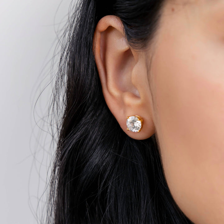 Demi-Fine 8mm Round Solitaire Stud Earrings