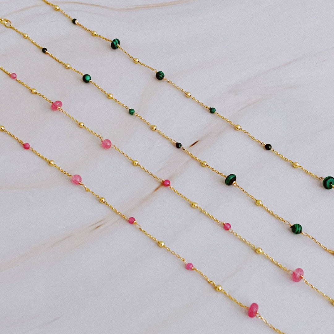 Dainty Precious Stone Bead Necklace