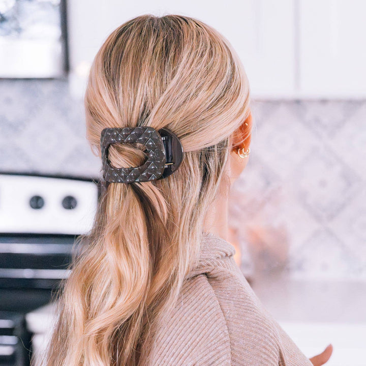 Flat Round Hair Clip | Medium | Truly Taupe Quilted