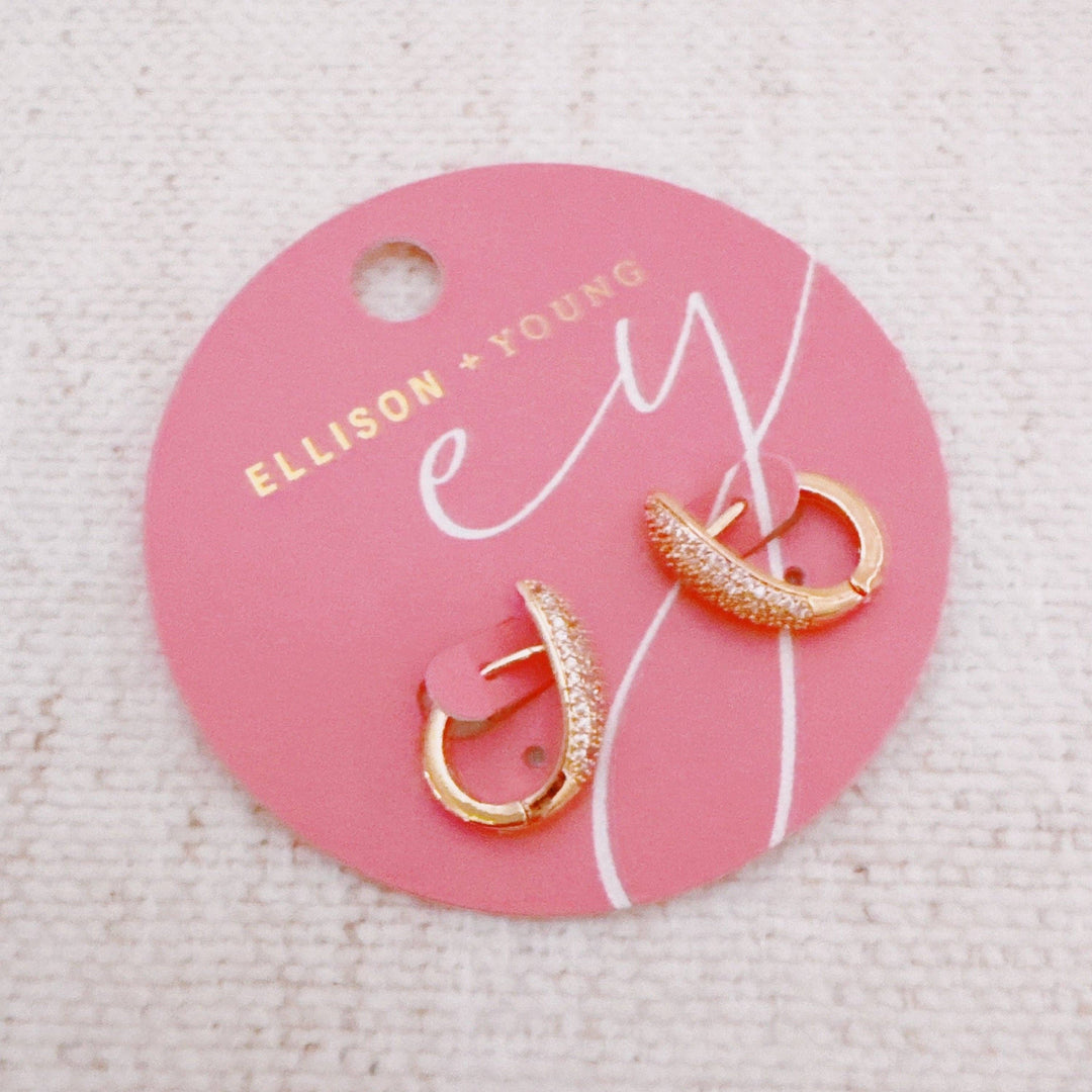 Pave Marquise Huggie Hoop Earrings