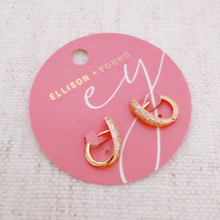 Pave Marquise Huggie Hoop Earrings