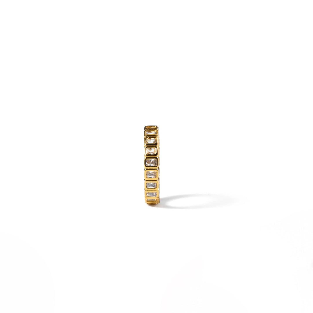 18K Gold Tennis Emerald Cut Ring