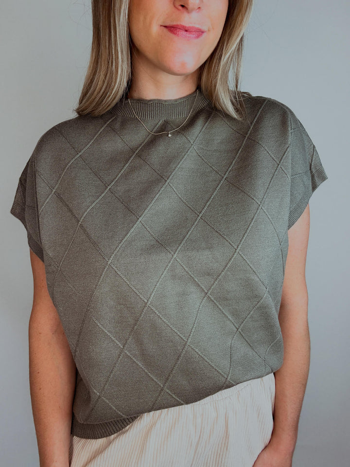 Diamond Stitch Mock Neck Sweater