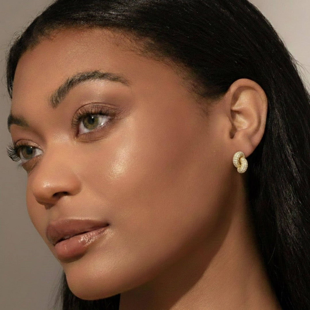 Pavé Loop Statement Earrings – Interlocking Design with Sparkling Detail