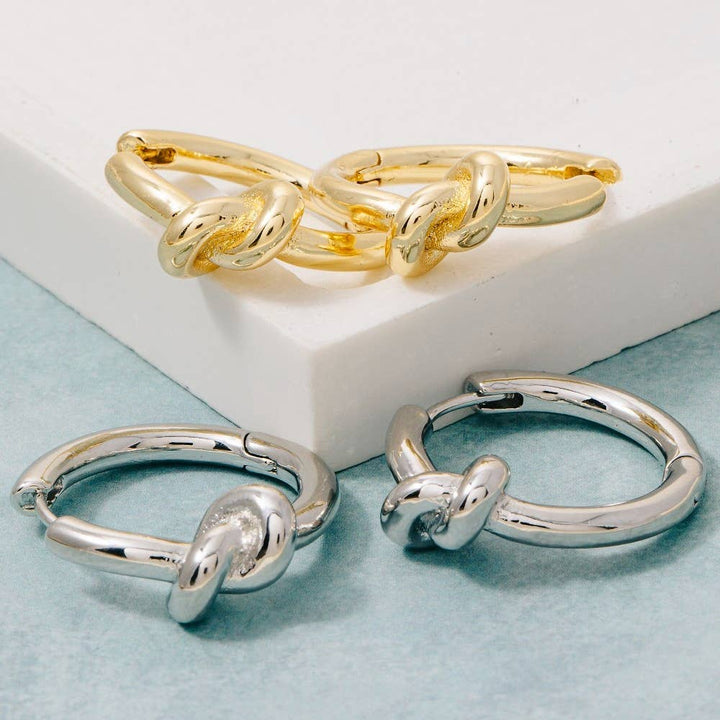 Gold Dipped Knot Hinge Hoop Earrings
