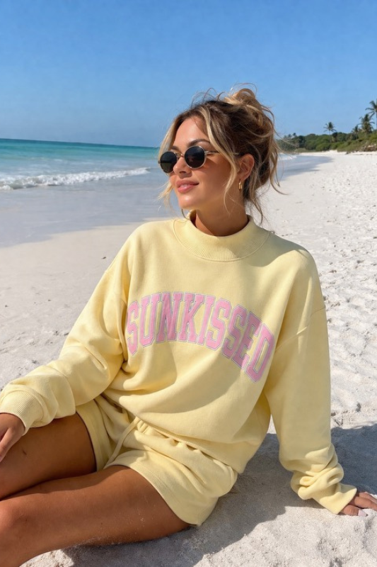 SUNKISSED Embroidered Mockneck Sweatshirt