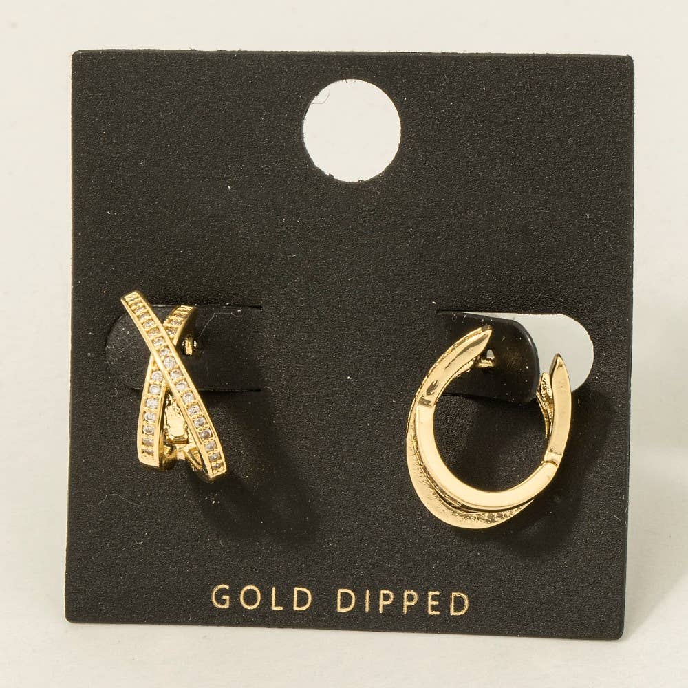 Gold Dipped X Shape Hoop Earrings