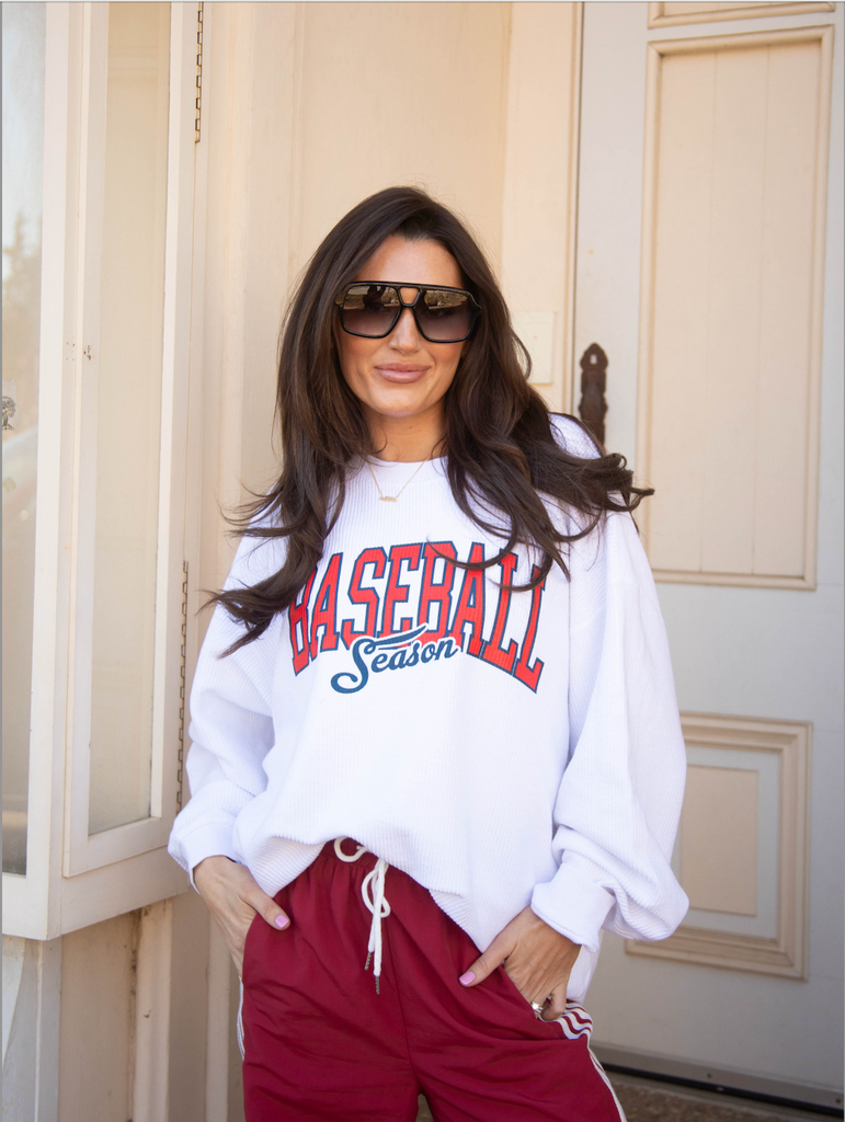 Baseball Season Corded Sweatshirt - Zen + Zeus Clothing Co.