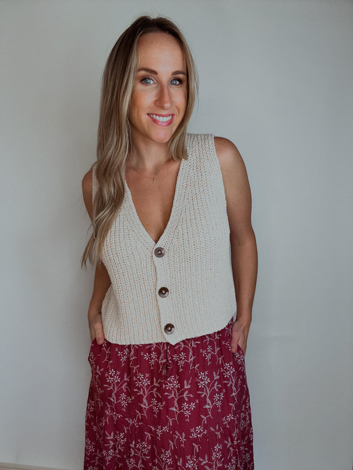 Buttoned & Poised Knit Vest