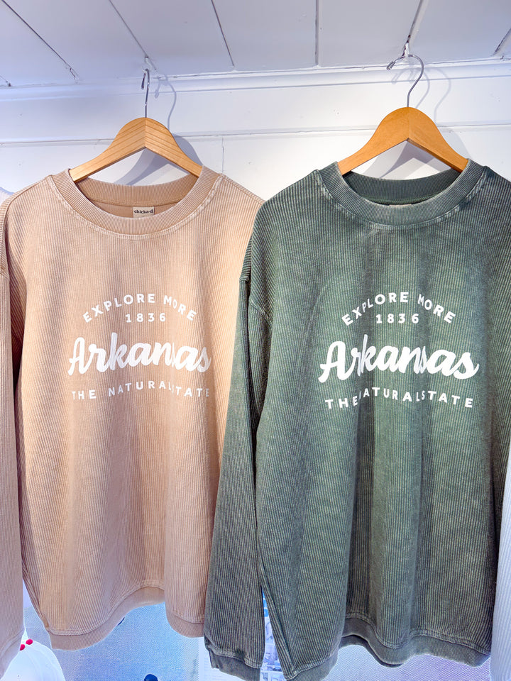 Explore More Arkansas 1836 Corded Crewneck Sweatshirt