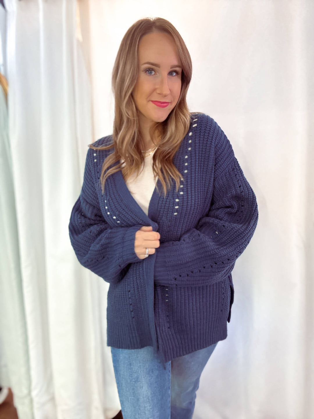 Oversized Chunky Knit Eyelet Cardigan