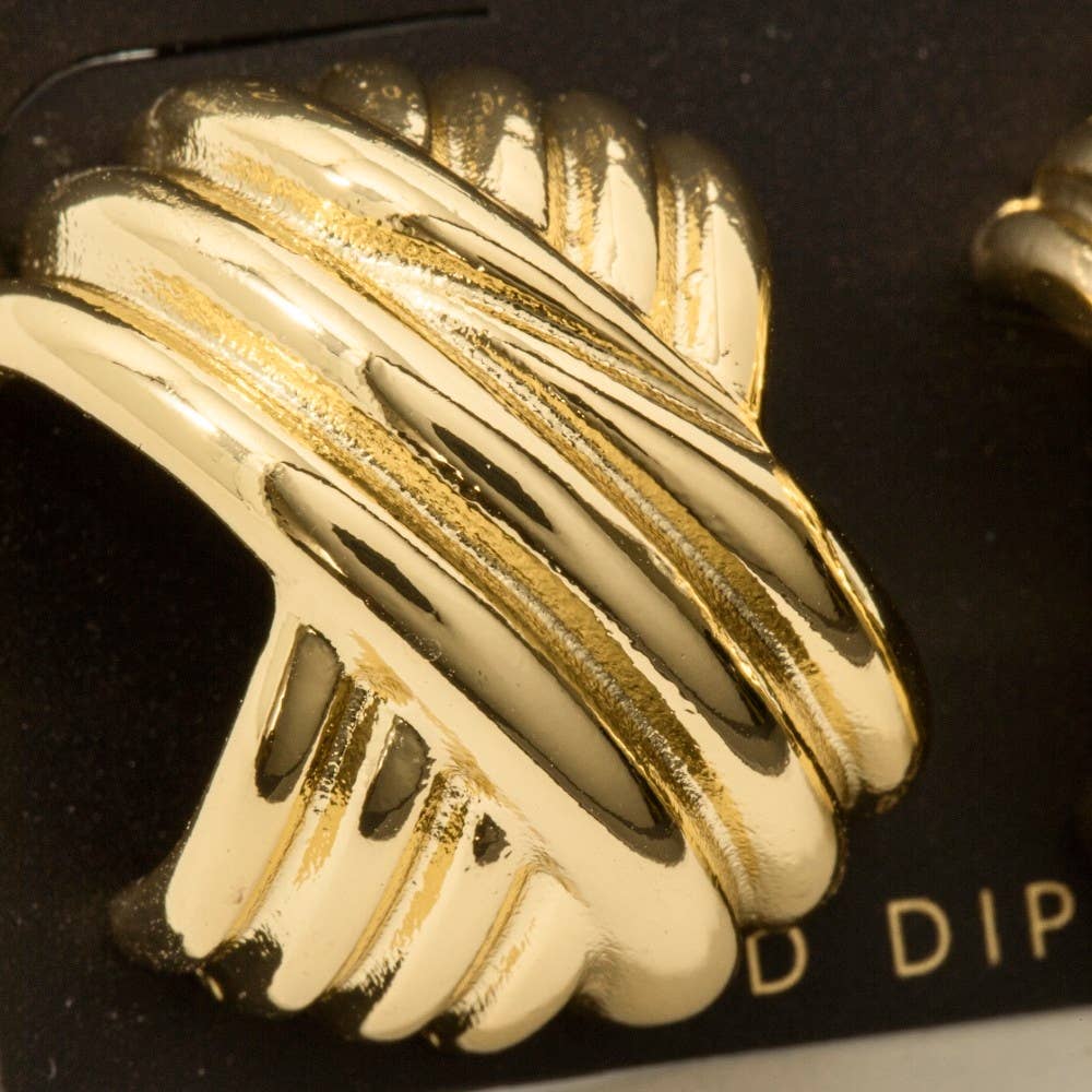 Gold Dipped Hash Weave Hoop Earrings