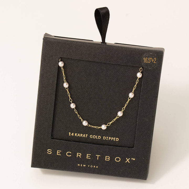 Chain Pearl Station Necklace