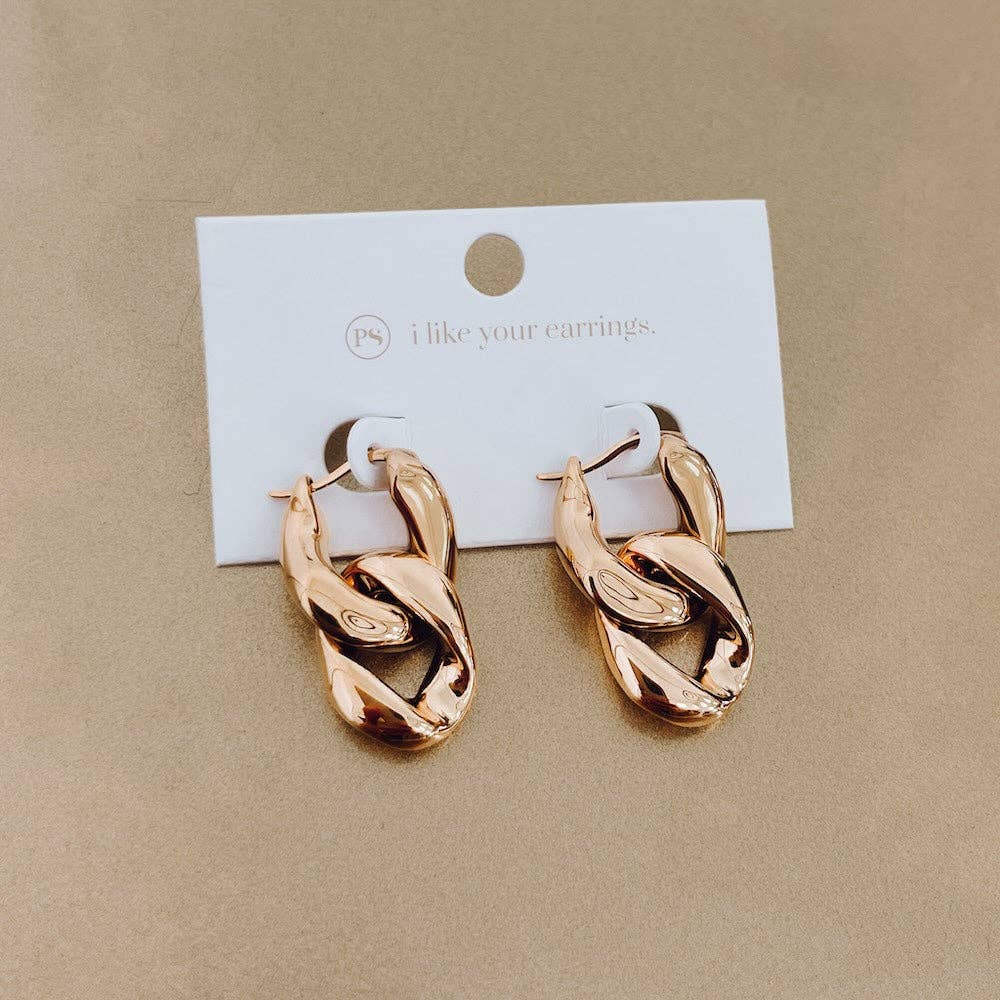 Urban Edge Gold Chain Link Earrings - WATERPROOF