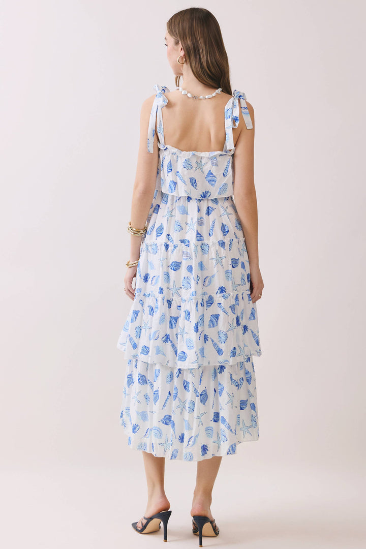 Seashells Tiered Flowy Midi Dress