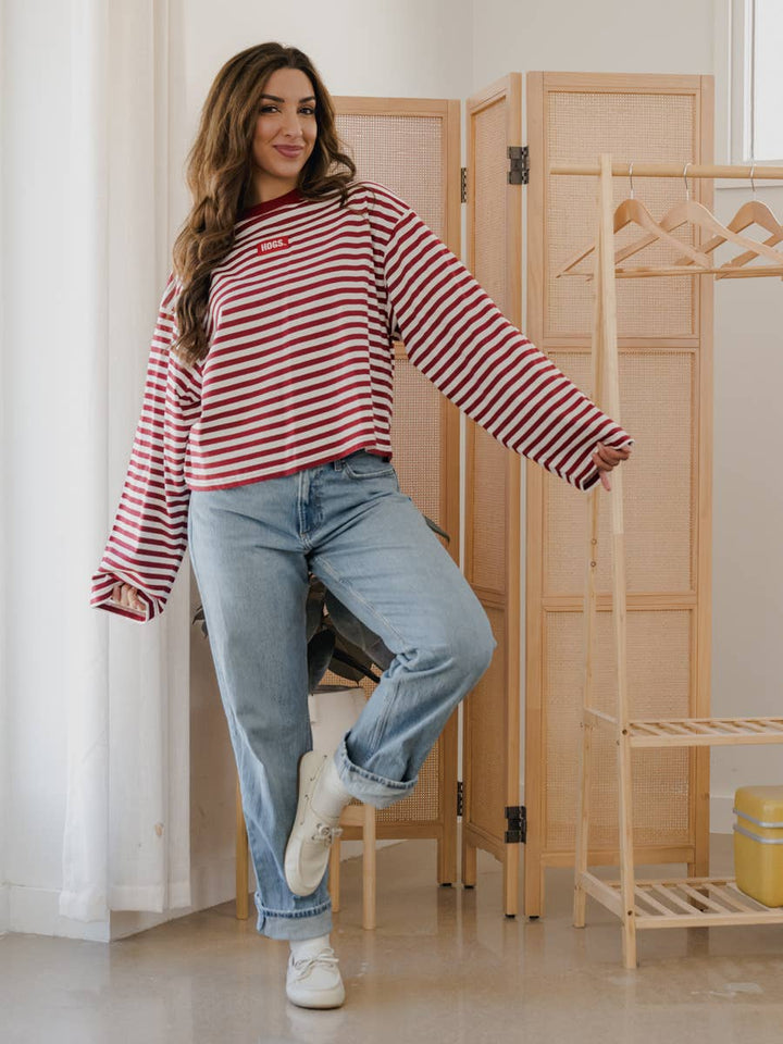 Arkansas Razorbacks Block Stitch Stripe Long Sleeve Tee
