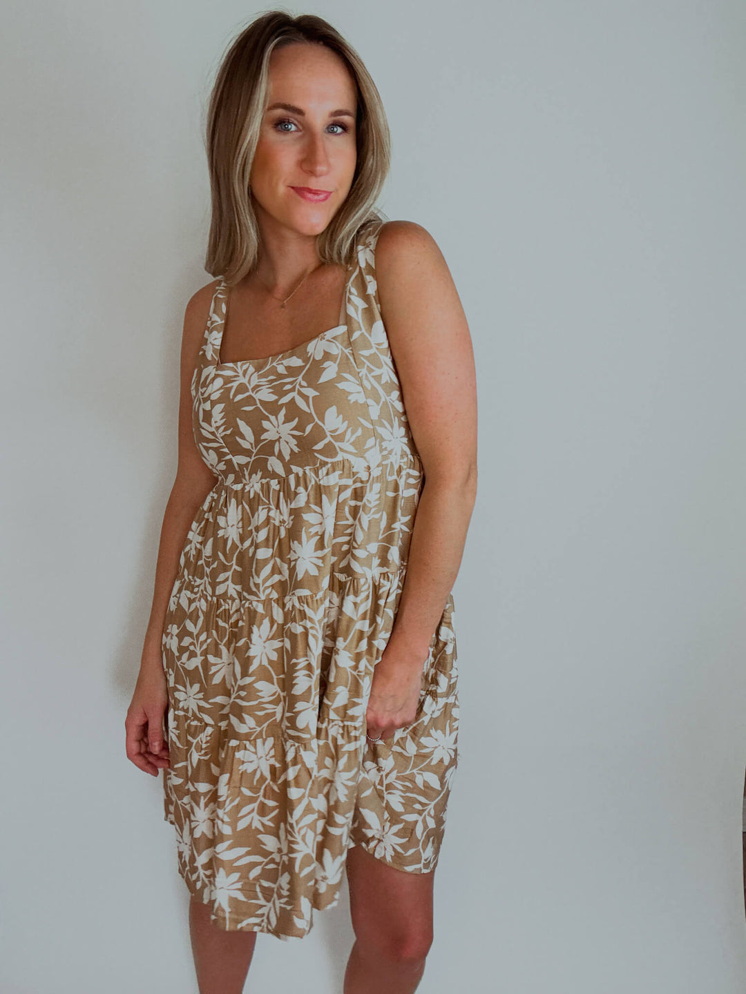 Simply Neutral Floral Mini Dress