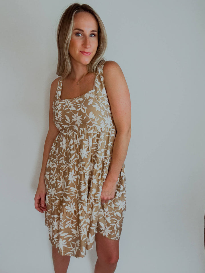 Simply Neutral Floral Mini Dress