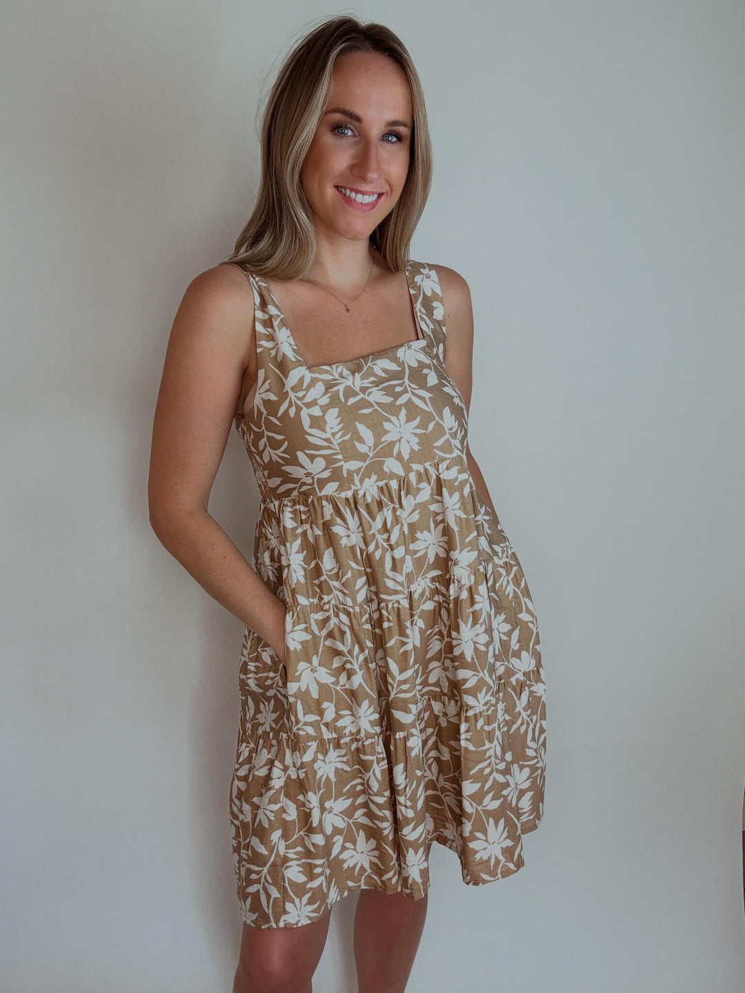 Simply Neutral Floral Mini Dress