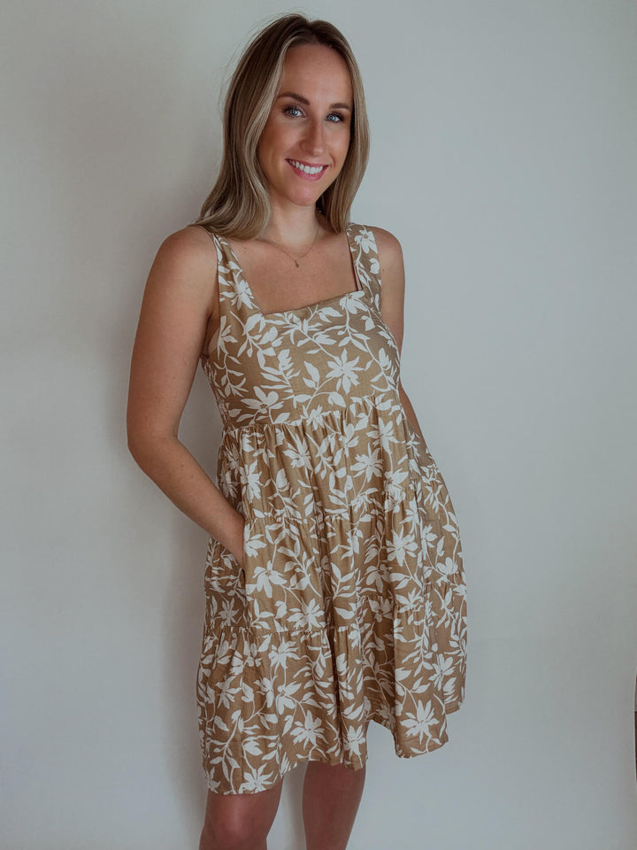 Simply Neutral Floral Mini Dress