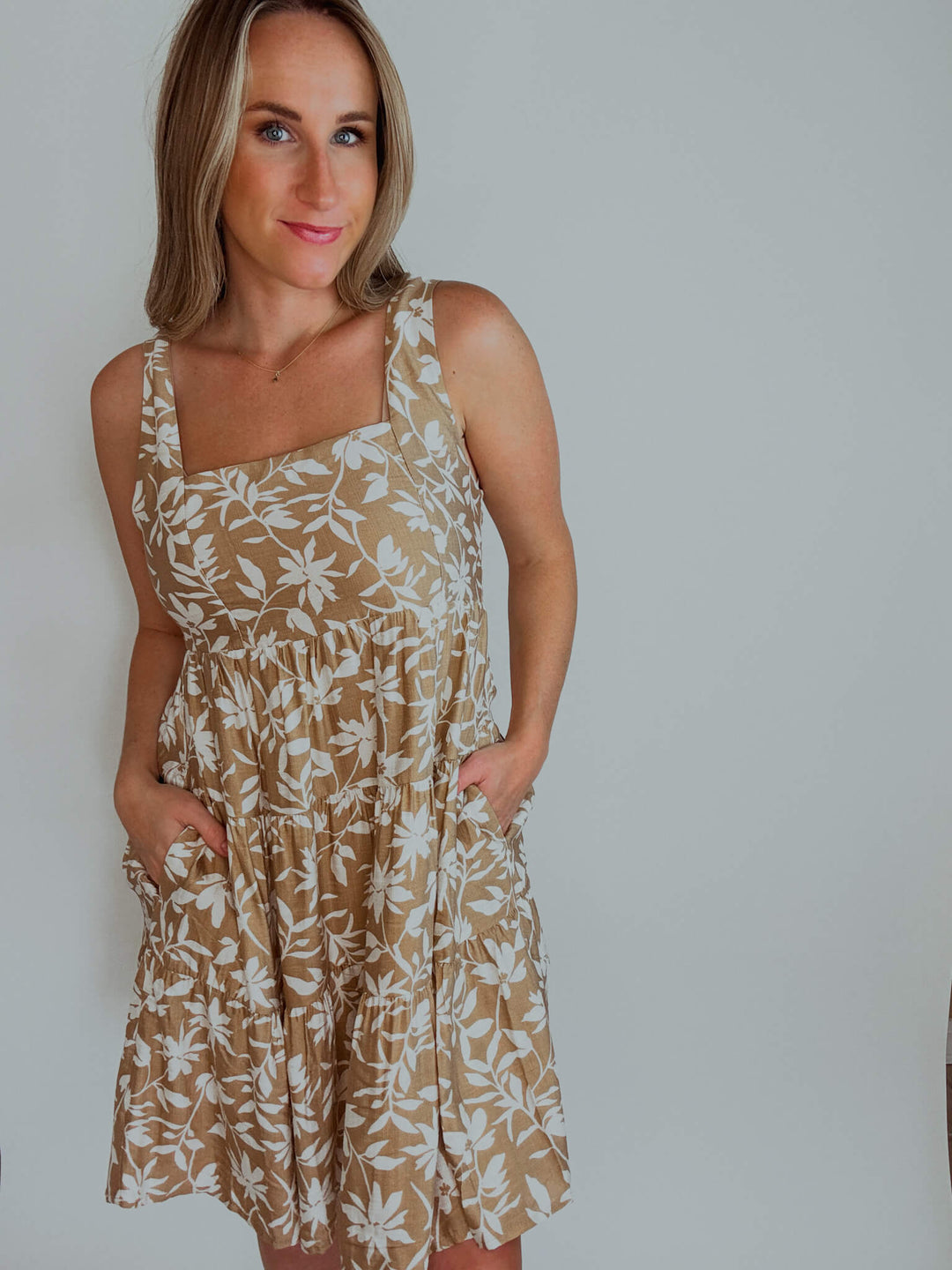 Simply Neutral Floral Mini Dress