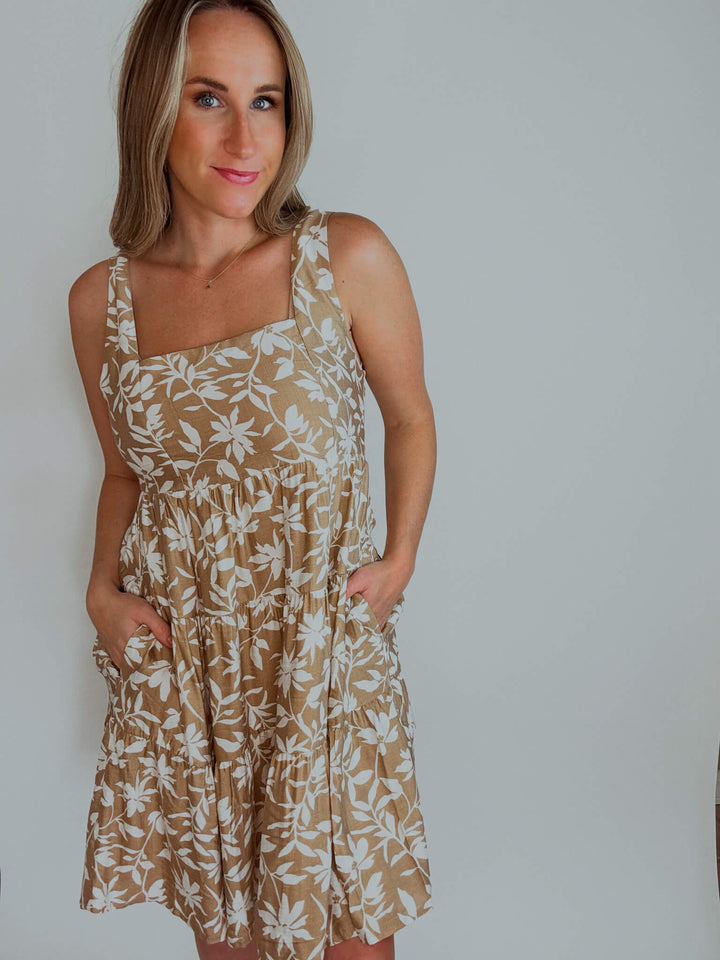 Simply Neutral Floral Mini Dress